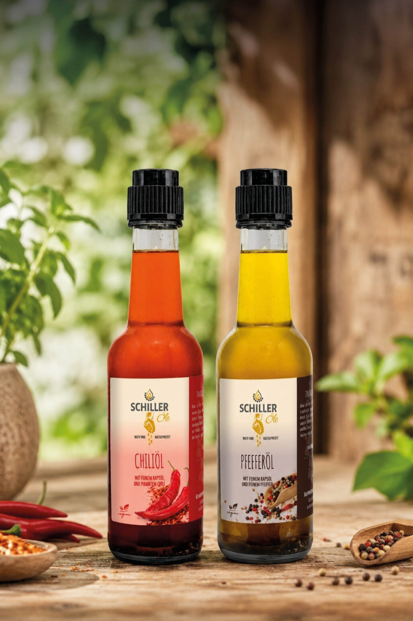 Scharfes Duo – Pfeffer- & Chiliöl-Geschenkset (250ml)